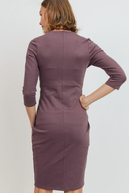 Nia Dark Rose Pleated Dress