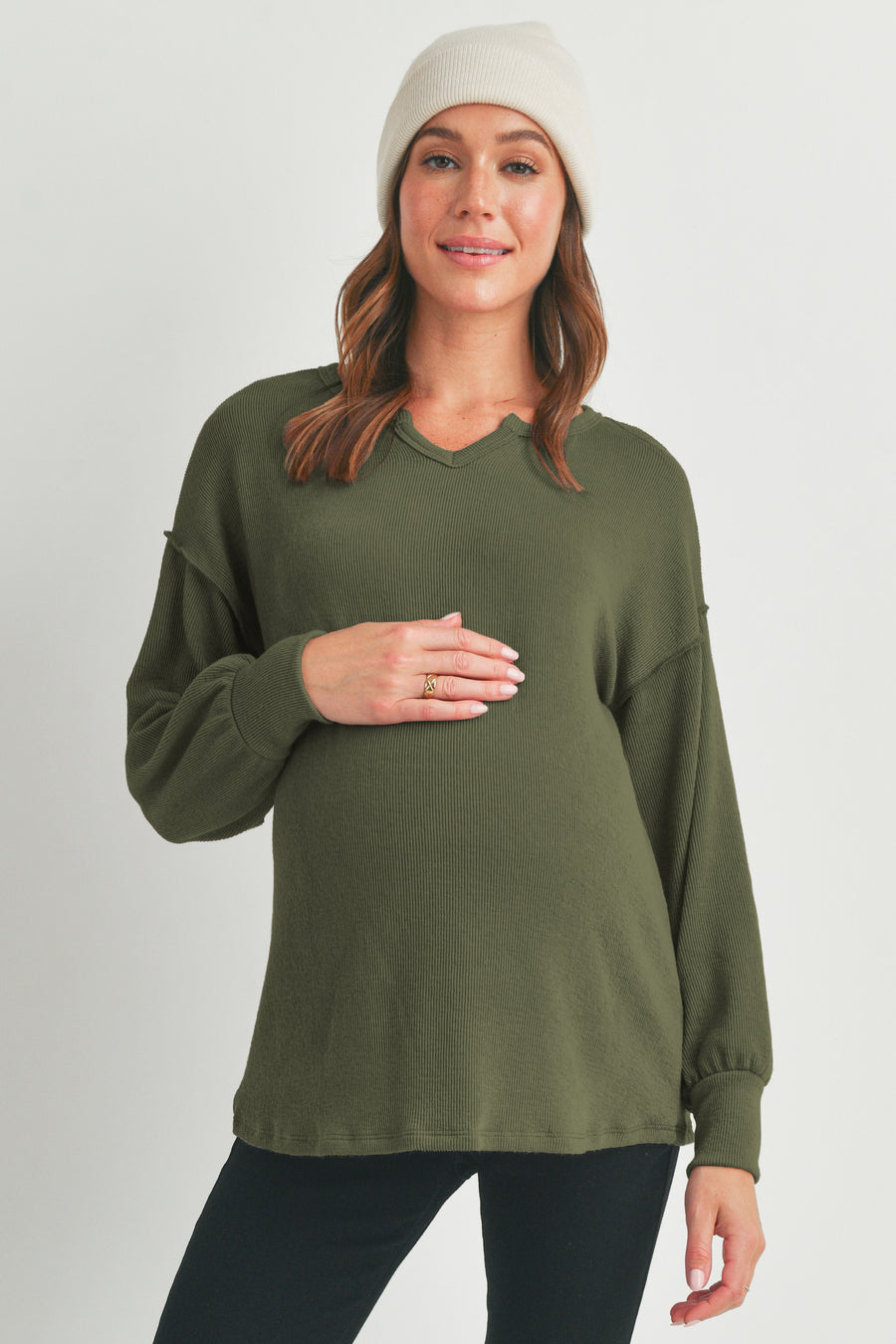Lucia Olive Rib Knit Top