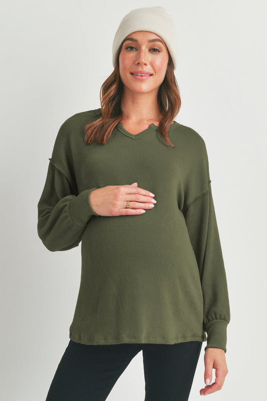 Lucia Olive Rib Knit Top