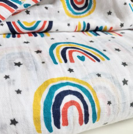 Rainbow Double-Gauze Receiving Blanket
