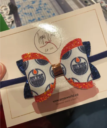 Orange & Blue Hockey Bow