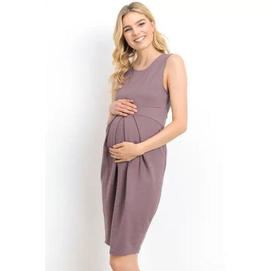 Melanie Front Pleat Dress in Dark Rose