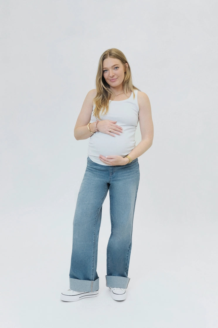 Paige Roll Cuff Wide Leg Jean