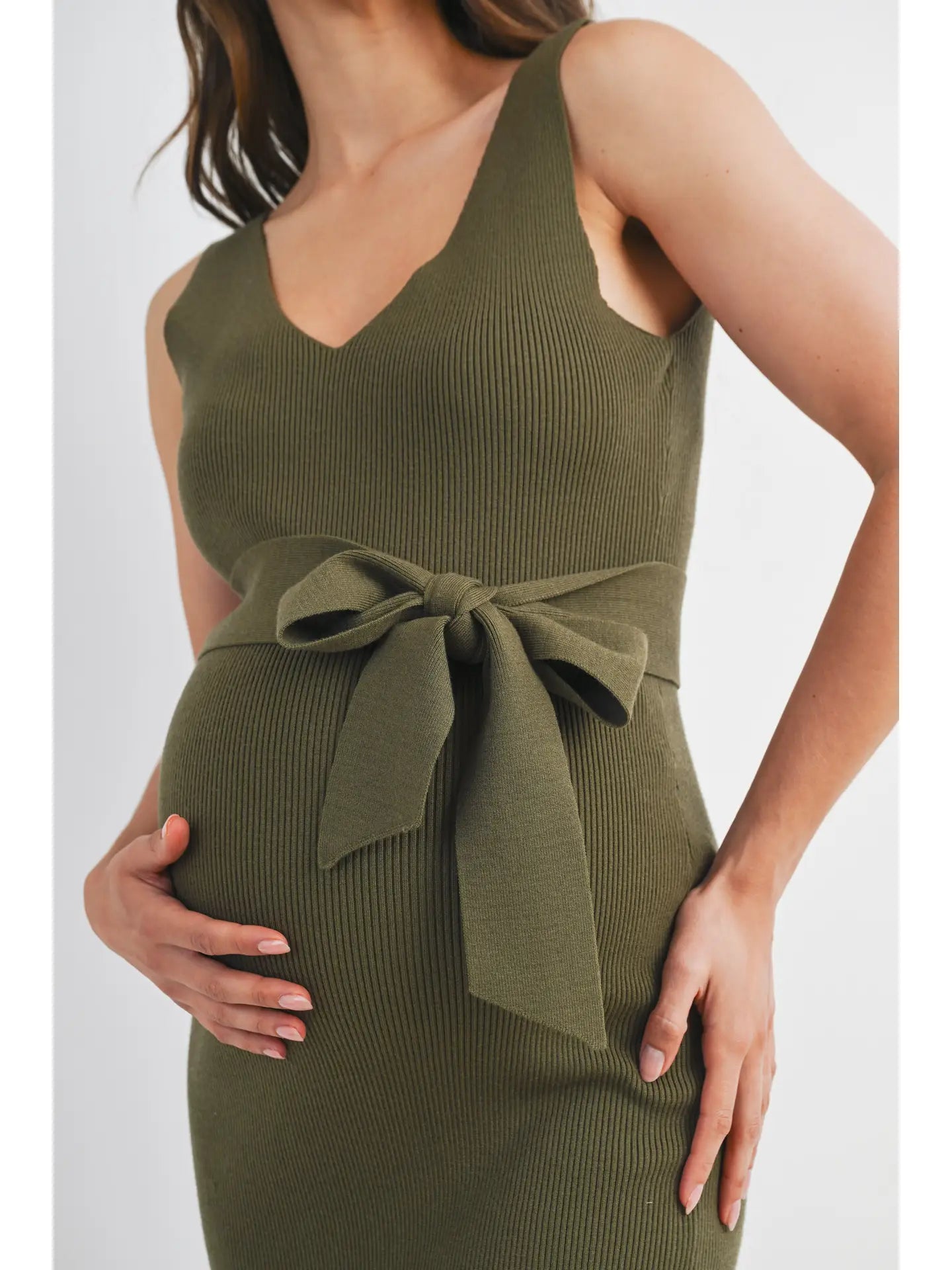Holly Ribbed Belted Midi Dress