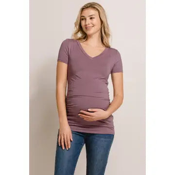 Paris Mauve V-Neck Ruched Top