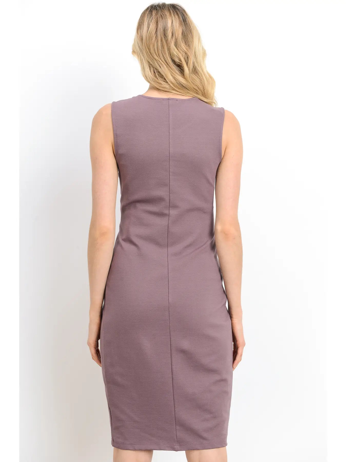 Melanie Front Pleat Dress in Dark Rose