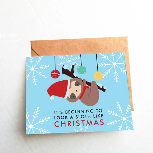Sloth Like Christmas Card