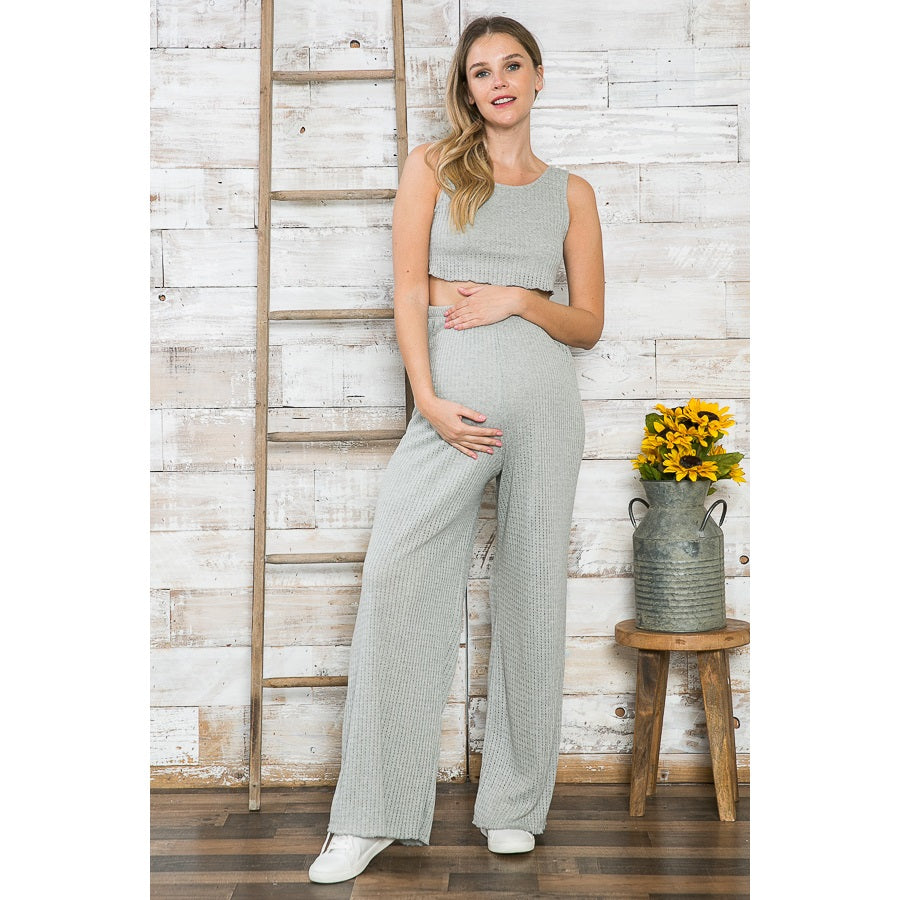 Kira Grey Cropped Top, Wide Pants & Cardigan 3 Piece Set
