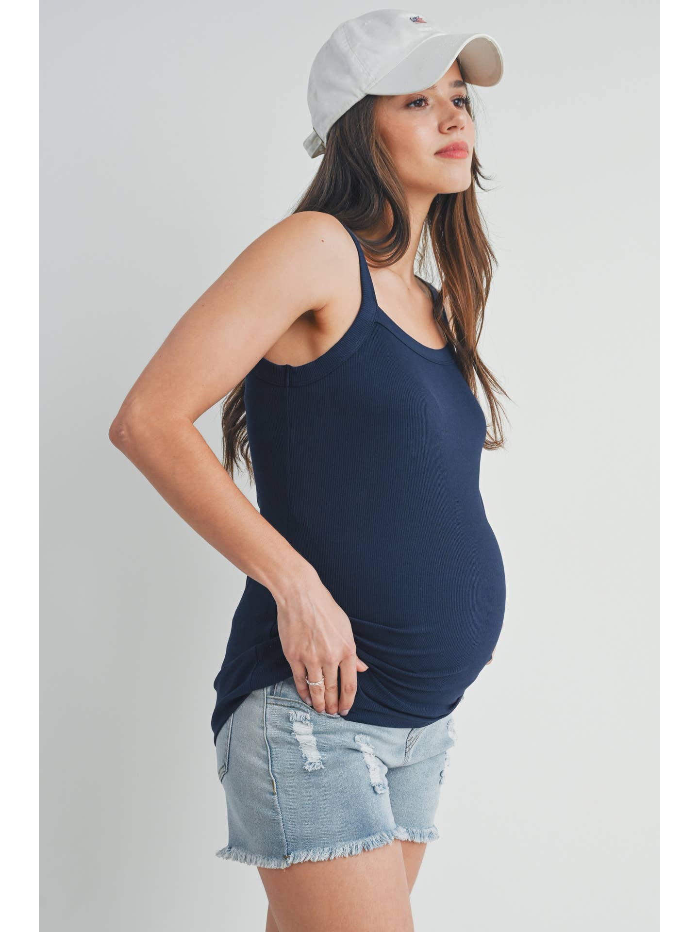 Blake Ribbed Scoop Neck Navy Tank Top