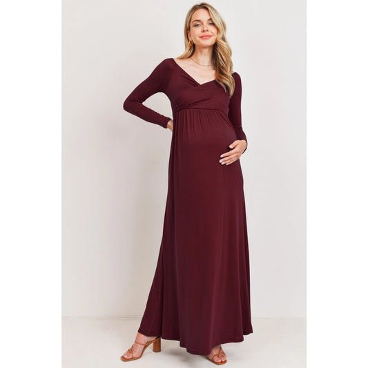 Anise Off Shoulder Maxi Dress in Burgundy