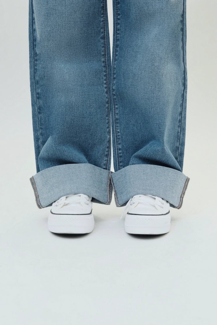 Paige Roll Cuff Wide Leg Jean