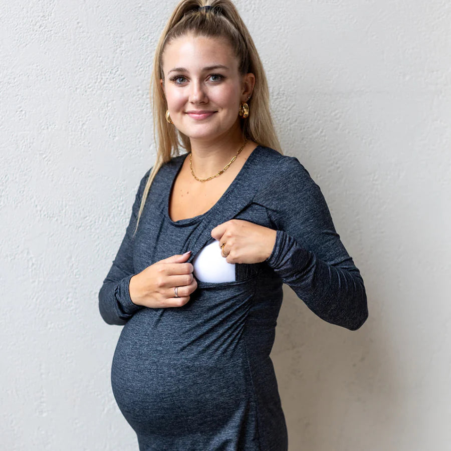 Emma Active Long Sleeve in Heathered Graphite Grey - Final Sale