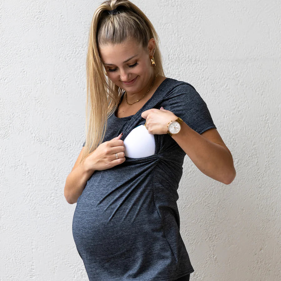 Emma Active Short Sleeve in Heathered Graphite Grey Size XS - Final Sale