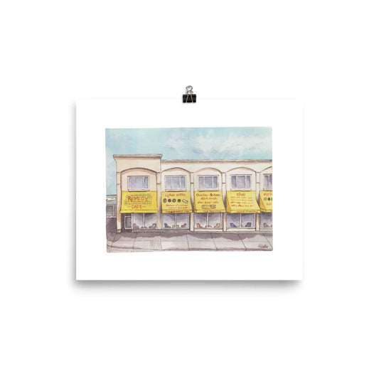 Remedy Cafe on 109 St Watercolour Print