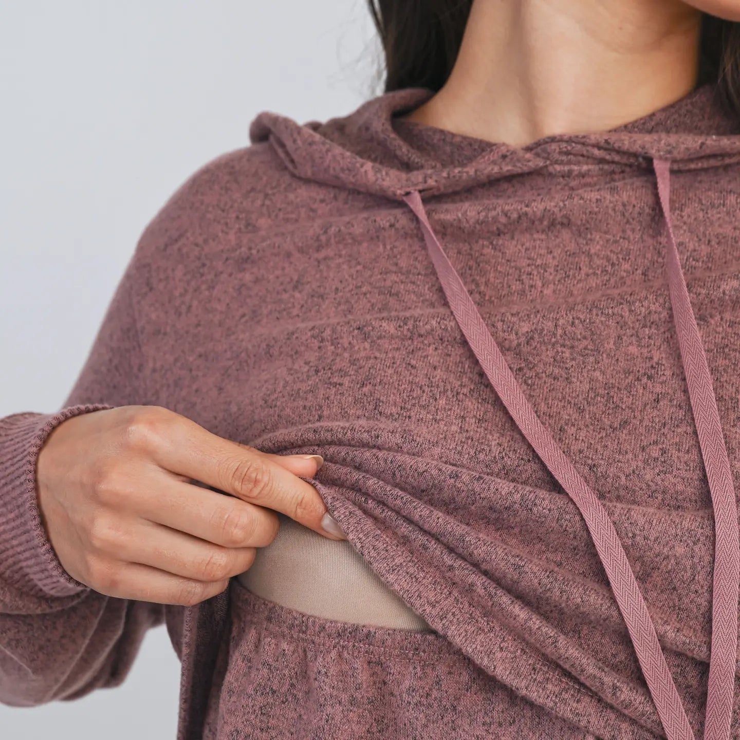 Carmen Double Layer Knit Hoodie in Mauve