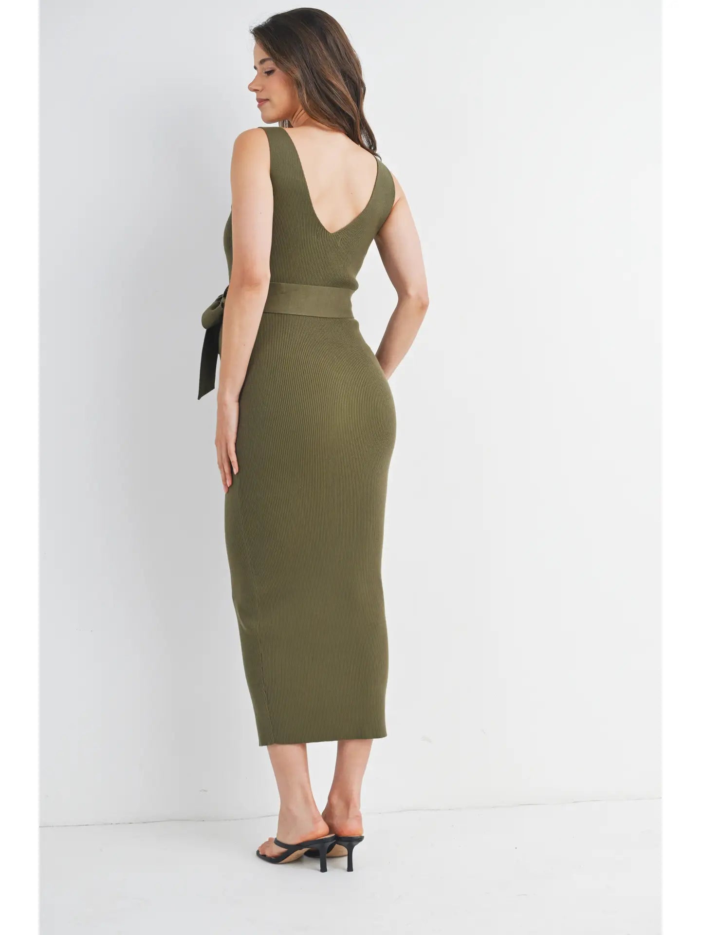 Holly Ribbed Belted Midi Dress