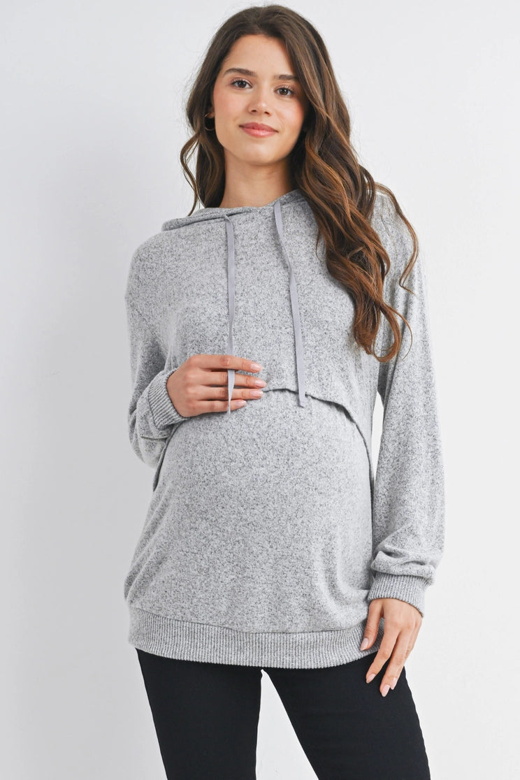 Carmen Knit Hoodie in Heather Grey