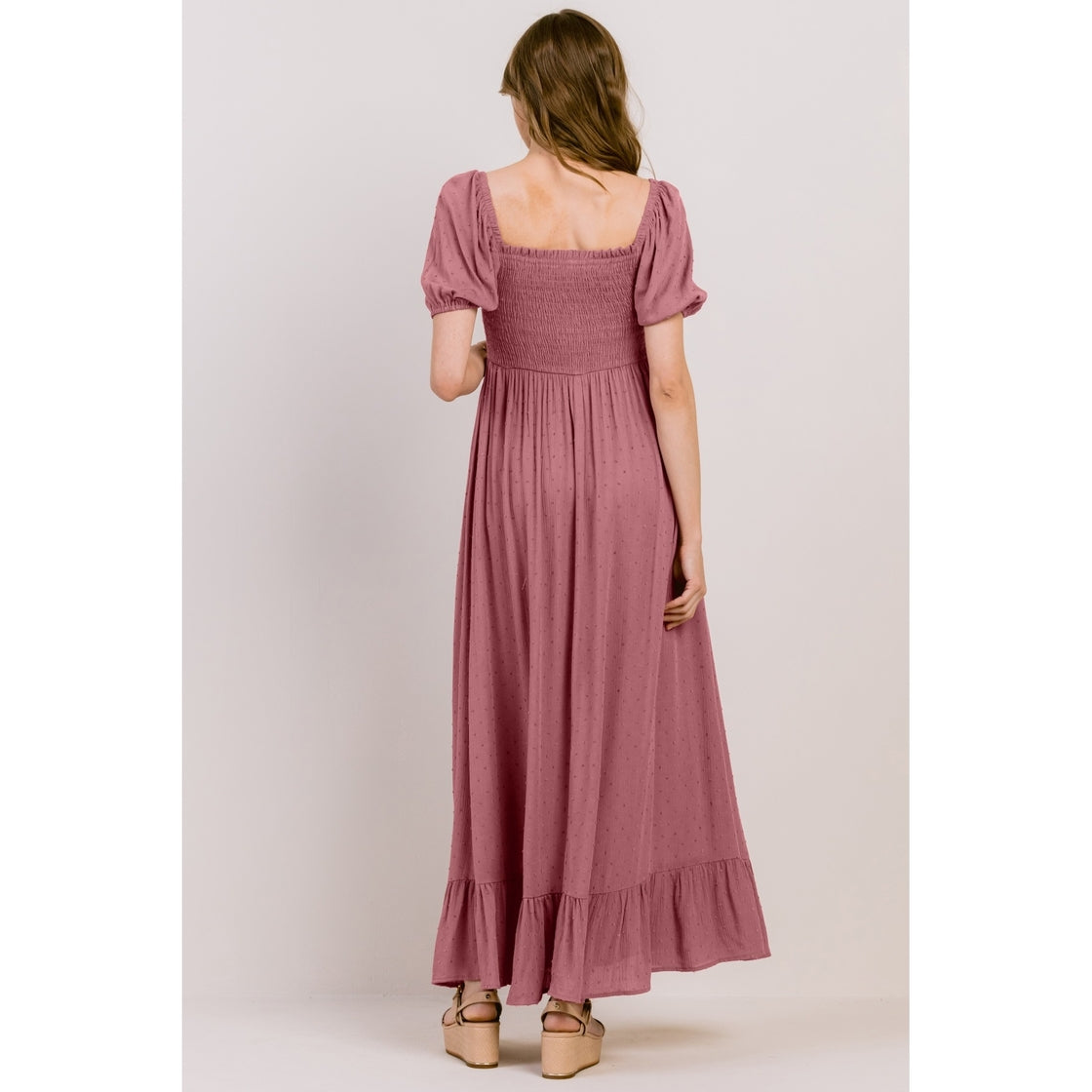 Mary Smocked Maxi Slit Dress