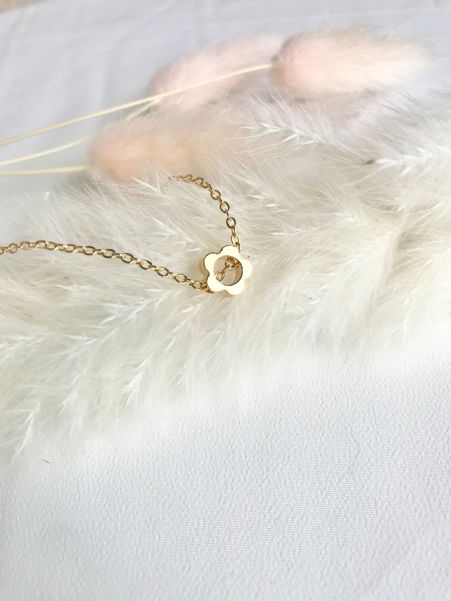 Hollow Flower Charm Necklace