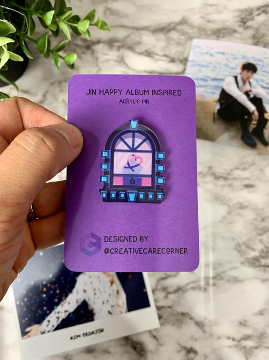 Heart On Window Acrylic Pin