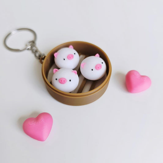 3D Steamer Pig Keychain