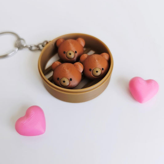 3D Steamer Teddy Bear Keychain