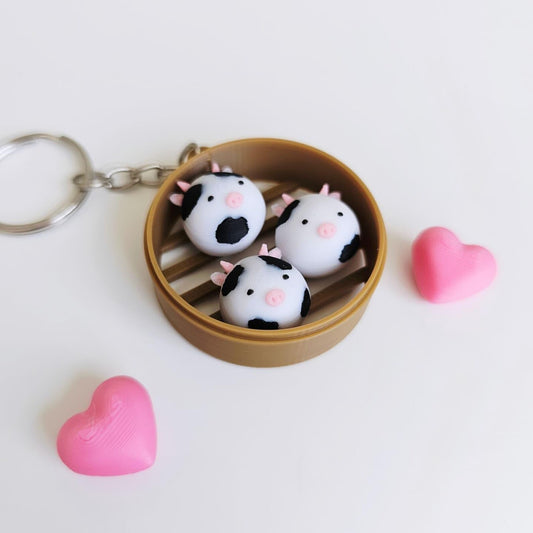 3D Steamer Cow Keychain