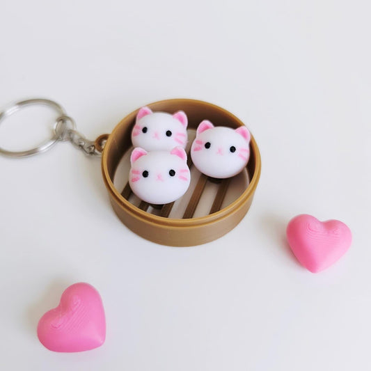 3D Steamer Cat Keychain