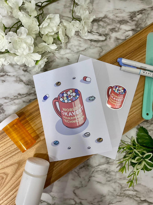 World's Okayest Pharmacy Technician Greeting Card