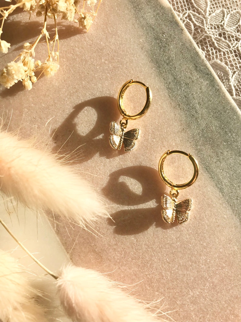 Gold Butterfly Huggie Earrings