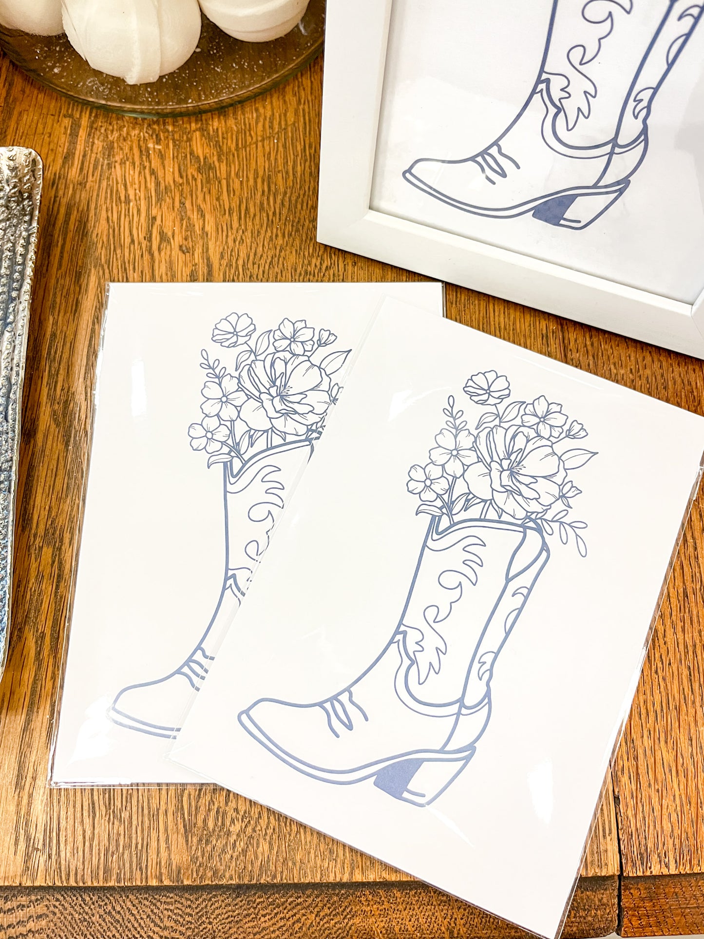 Cowgirl Boot Florals Print