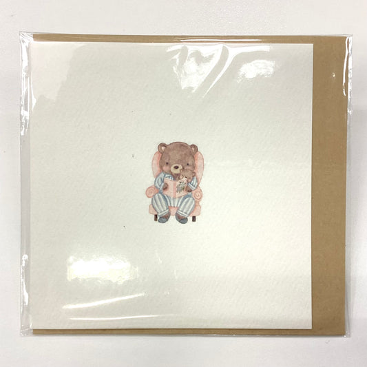 Dad and Baby Bear Reading Mini Card
