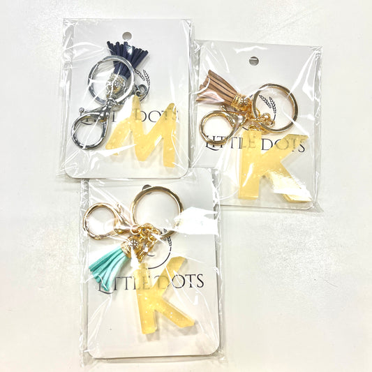 Initial Keychains in Yellow Glow