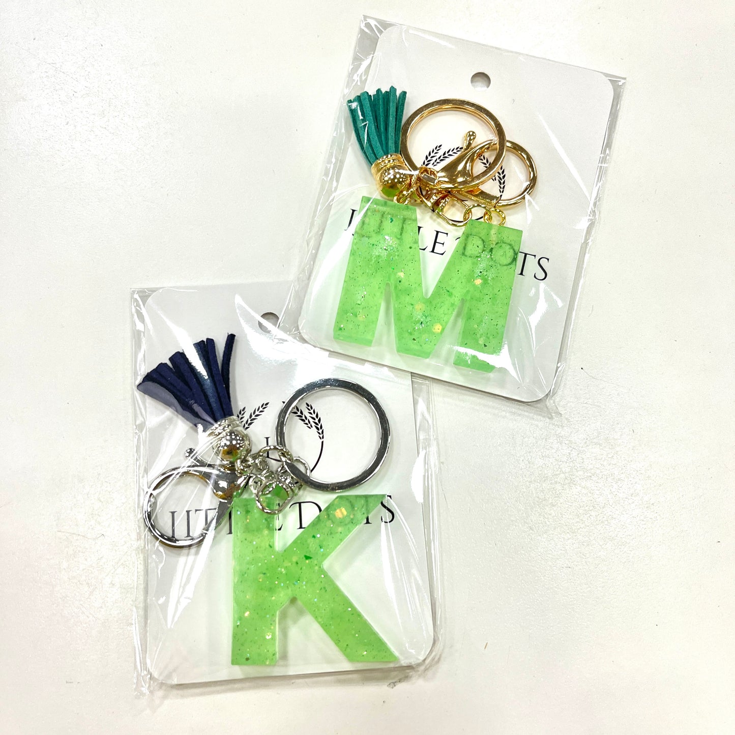 Initial Keychain in Green Glow