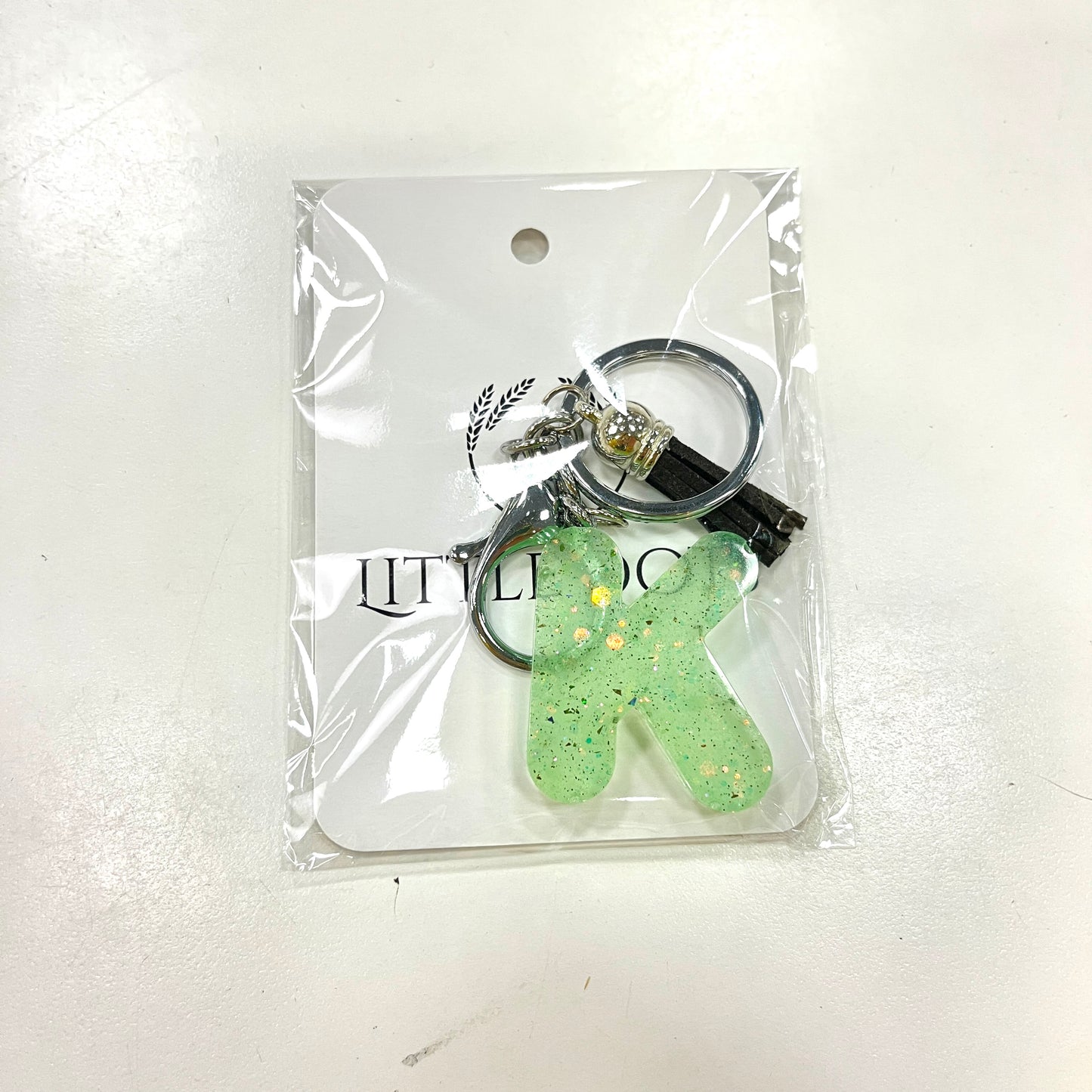 Initial Keychain in Green Glow