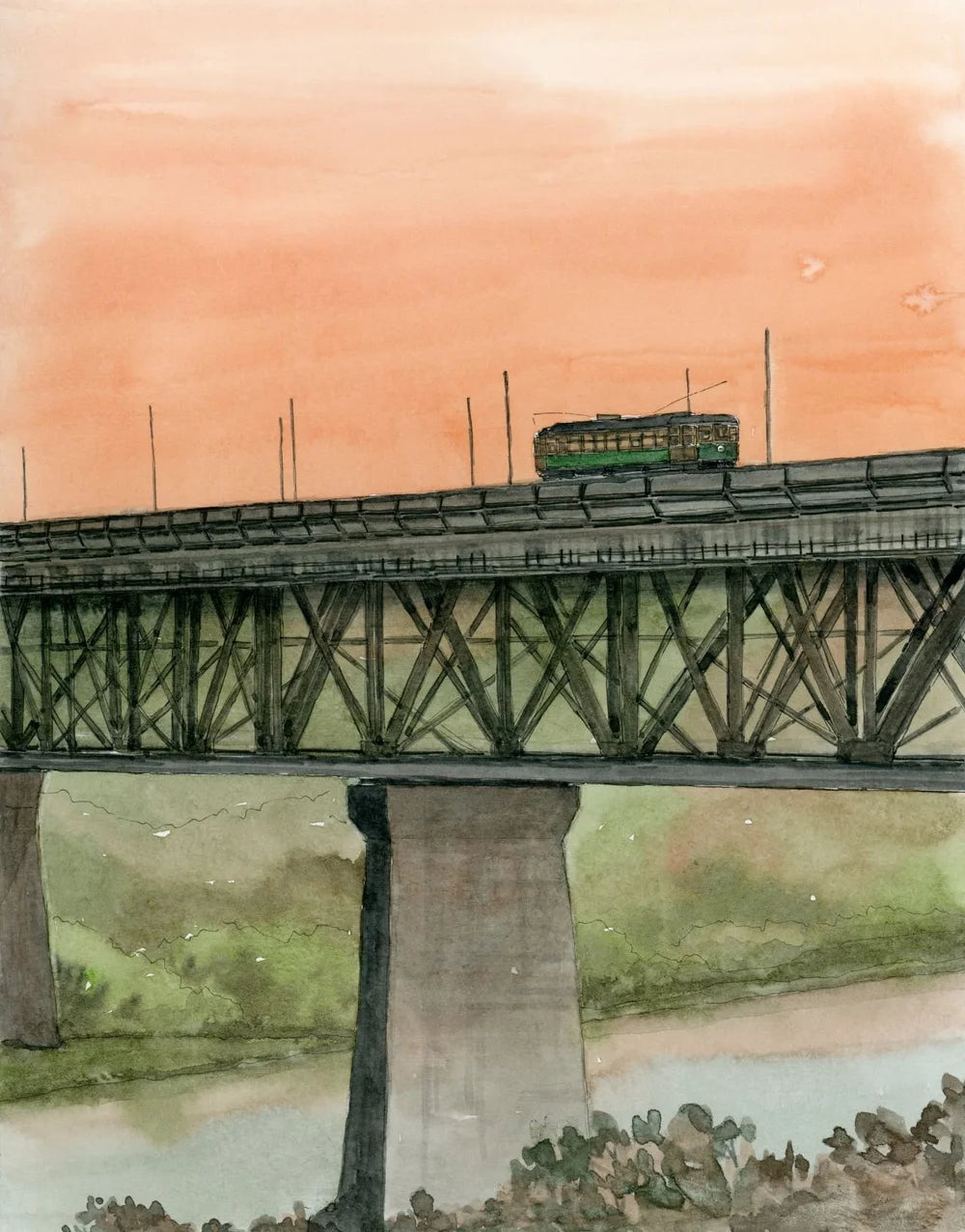 High Level Bridge and Streetcar Framed Print