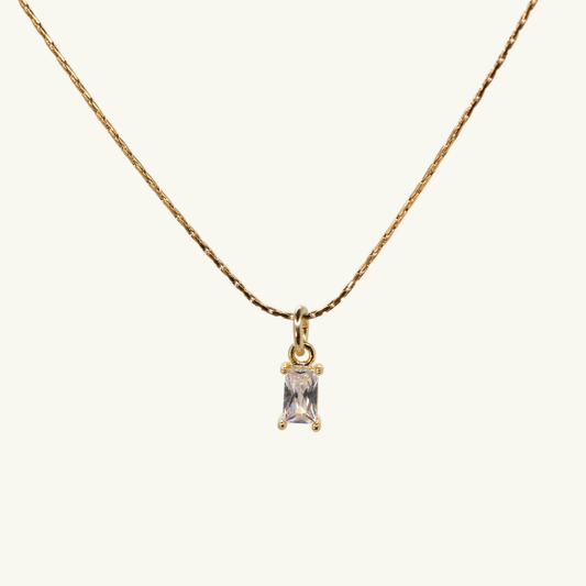 Gold Jolie Pendant Necklace in Clear