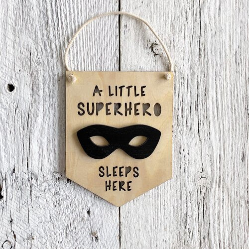 A Little Superhero Sleeps Here Banner