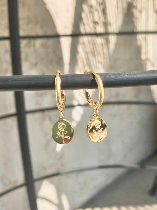 Rose Pendant Huggies