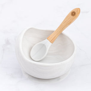 Marble Silicone Bowl & Spoon