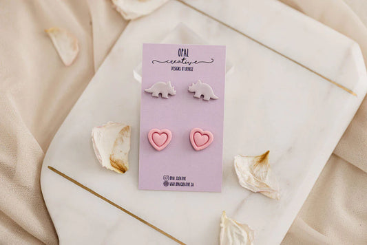 Dino Heart Studs 2 Pack