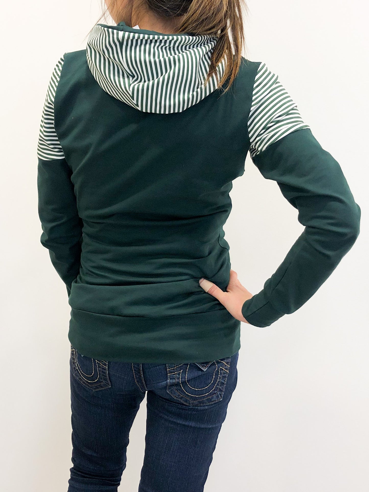 Organic Cotton 3-in-1 Green Striped Hoodie