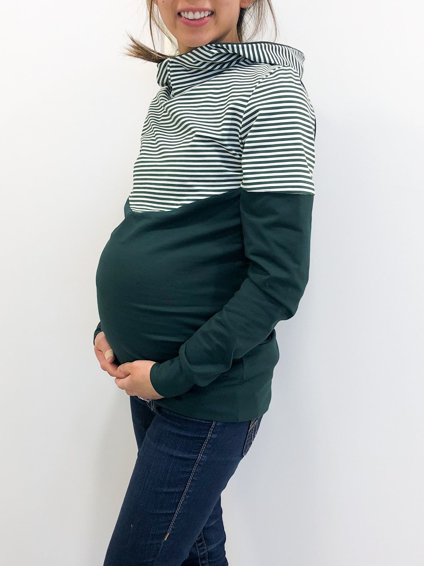 Organic Cotton 3-in-1 Green Striped Hoodie