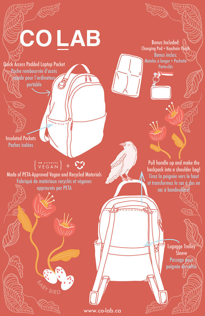 Baby Bird Mauve Nylon Baby Bag - Final Sale