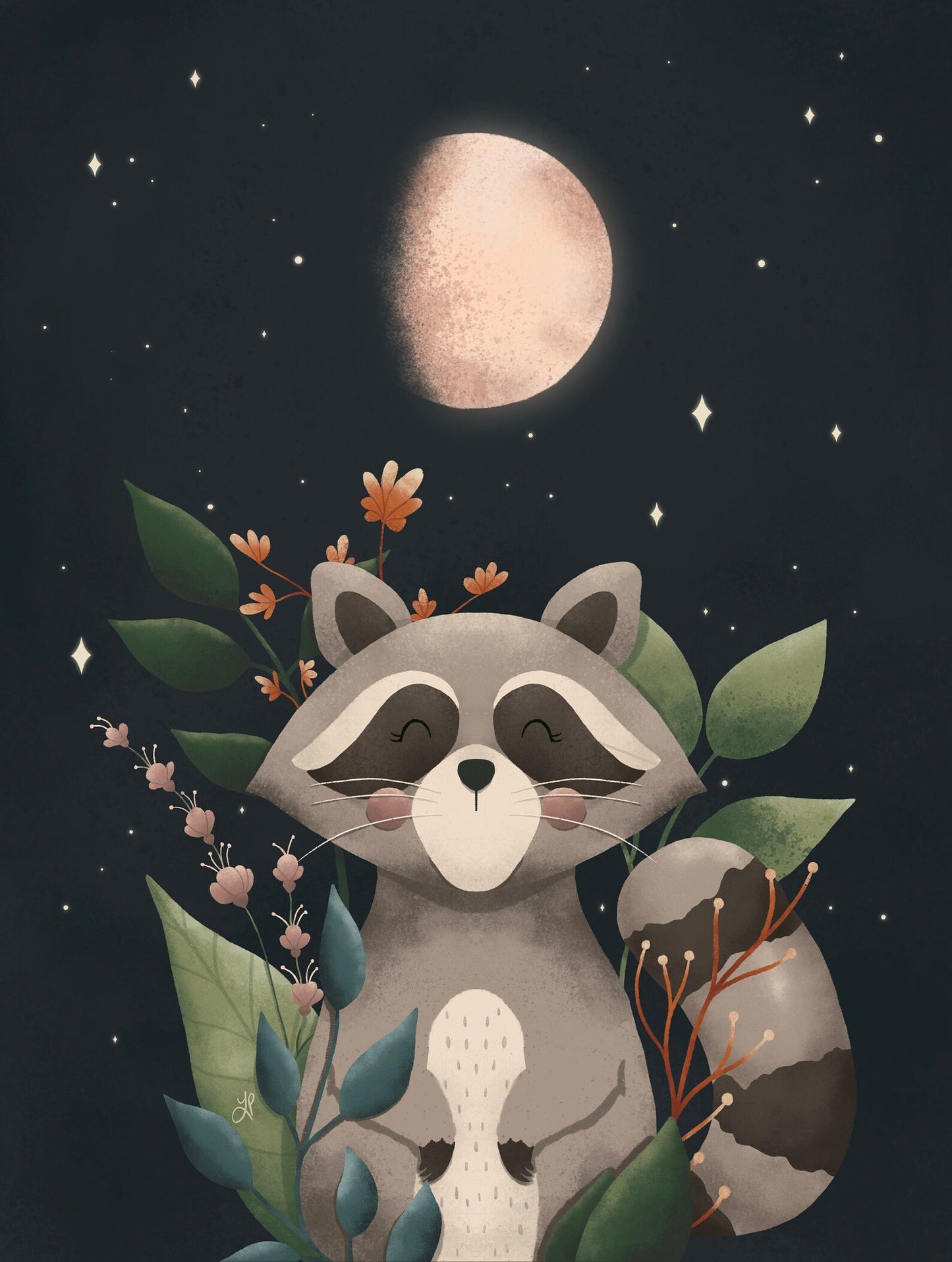 Woodland Racoon Art Print