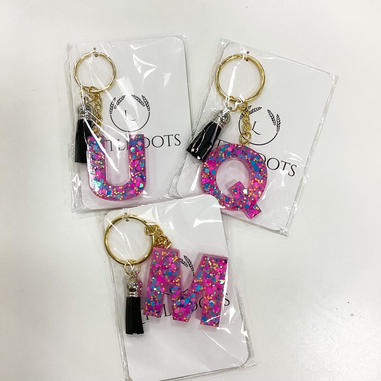 Initial Keychain in Pink Glow