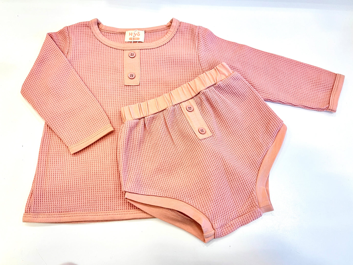 Waffle Long Sleeve Set in Rose