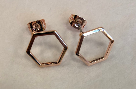 Hexagon Studs in Rose Gold