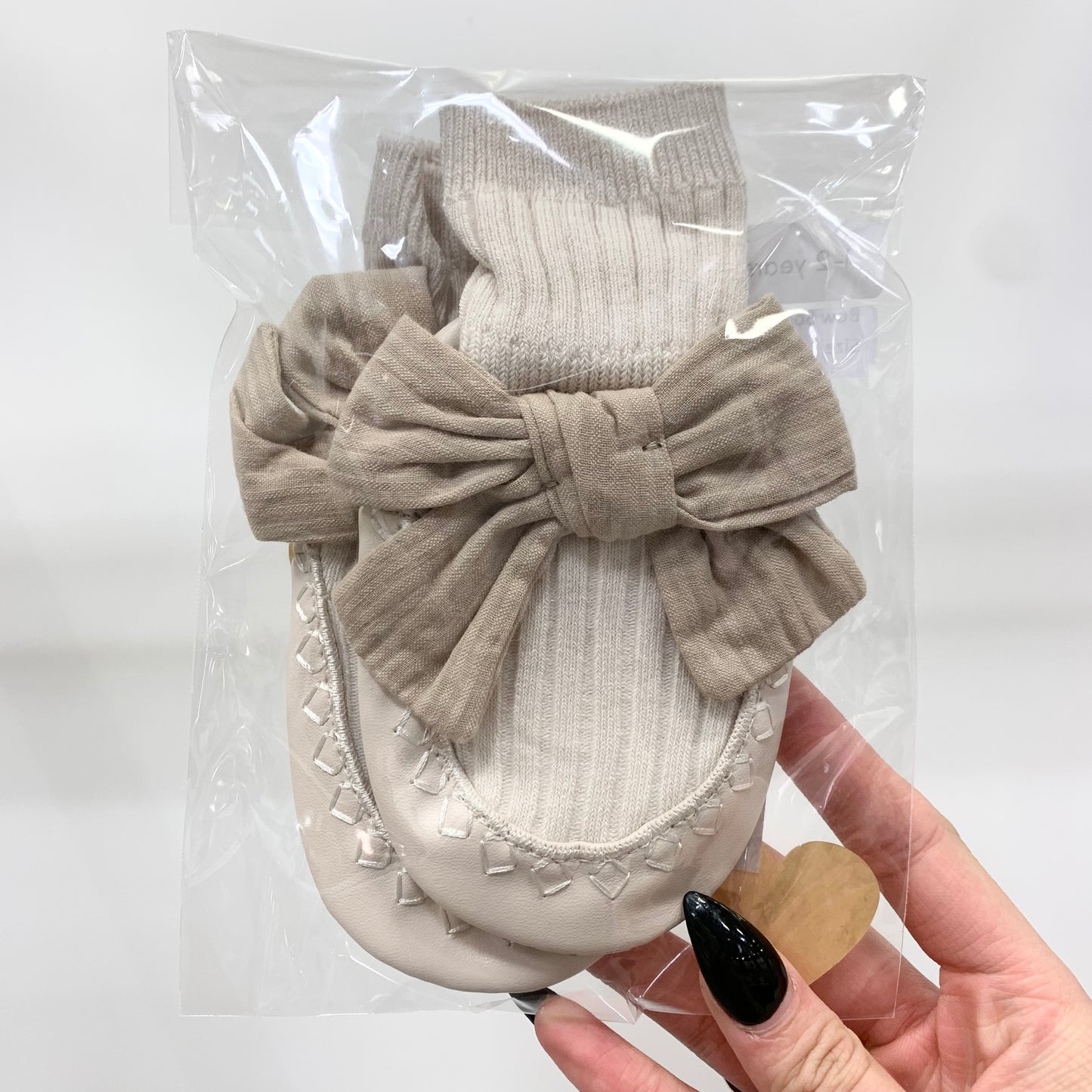 Bow Sock Booties in Cream