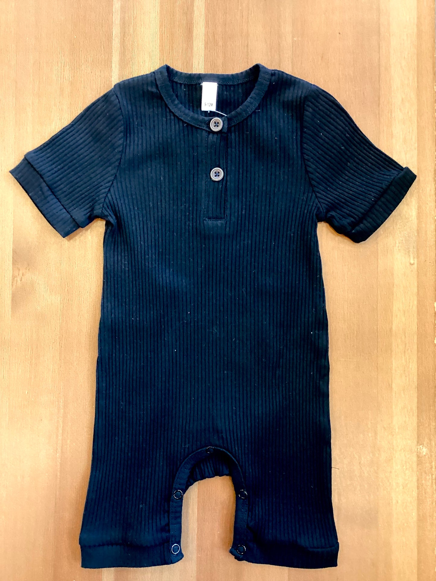Ribbed Cotton One Piece in Black